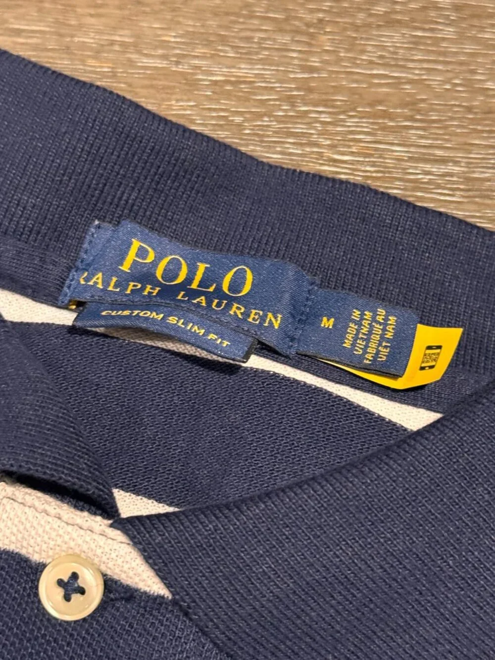 Polo Ralph Lauren Men's Polo Bear Striped Custom Slim Fit Polo Shirt M